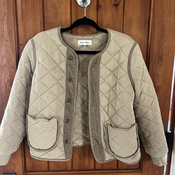 Alex Mill Cotton Quilted fleece Jacket in Vintage Khaki - Picture 2 of 5